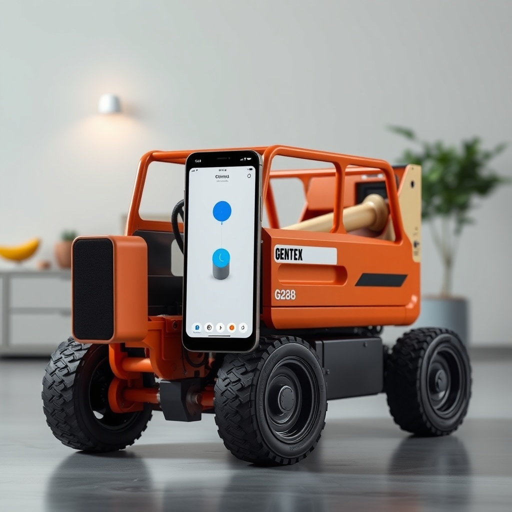 Genie 2028 motorunun akıllı ev hub'ına bağlı olduğu bir kurulum sahnesi