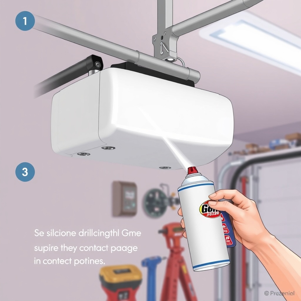 <A step-by-step illustration showing a person applying silicone spray to the rail of a Gen
